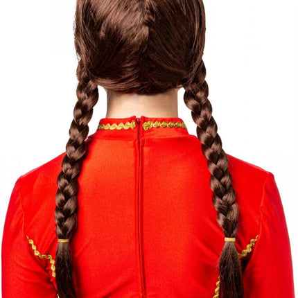 Vlechten Pruik Bruin van Orlob koop je bij Partywinkel