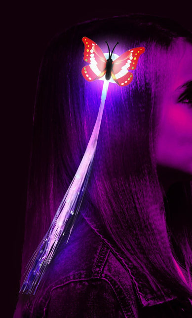 Vlinder Hair Extension Met Licht 33cm van Fiestas Guirca koop je bij Partywinkel