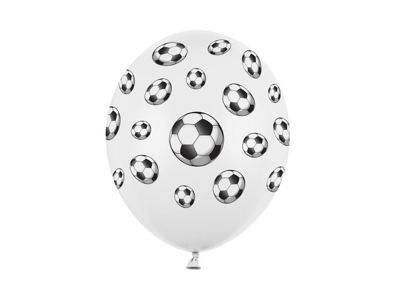 Voetbal Ballonnen Wit 30cm 6st van Partydeco koop je bij Partywinkel