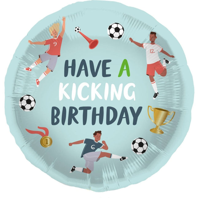 Voetbal Helium Ballon Have A Kicking Birthday Leeg 45cm van Folat koop je bij Partywinkel