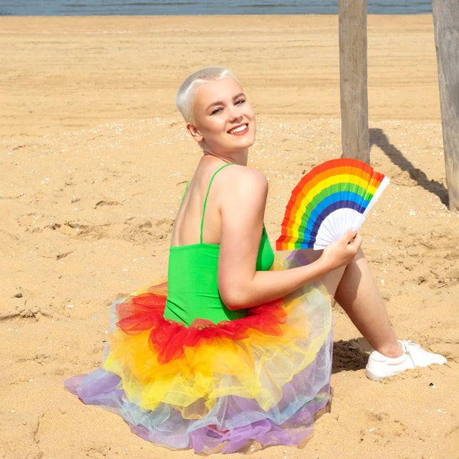 Waaier Regenboog Pride 23cm van Boland koop je bij Partywinkel