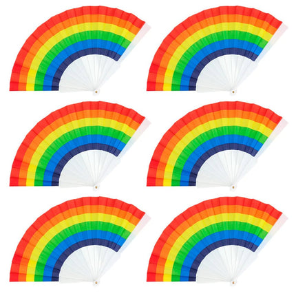 Waaier Regenboog Pride 23cm 6st van Boland koop je bij Partywinkel