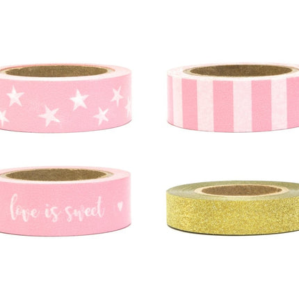 Washi Tape Lichtroze Goud 10m 4st van Partydeco koop je bij Partywinkel