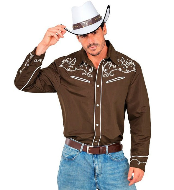 Western Cowboy Overhemd Bruin van Widmann koop je bij Partywinkel