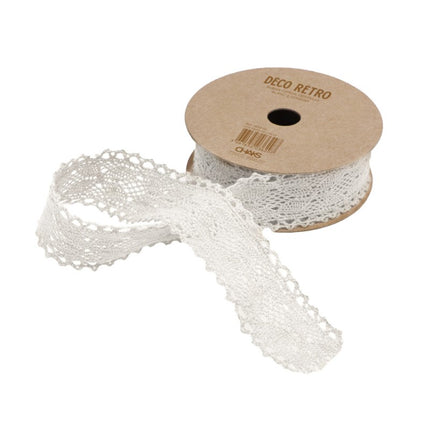 NASTRO IN PIZZO DI COTONE BIANCO 2,5 CM X 2 M