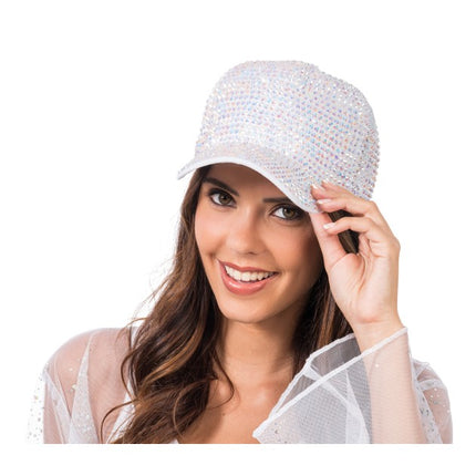 Cappellino con strass bianchi, taglia unica