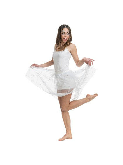Gonna in tulle bianco con paillettes da donna, taglia unica