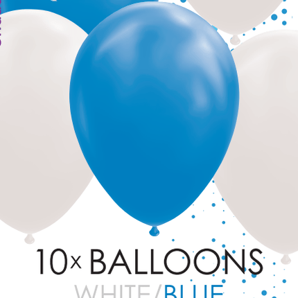 Wit Blauwe Ballonnen 30cm 10st van WeFiesta koop je bij Partywinkel