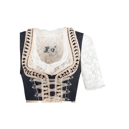 Wit Blauwe Dirndl Jurk Oktoberfest Dames 2 Delig van Haus Huberts koop je bij Partywinkel