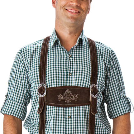 Wit Groene Blouse Heren Korte Mouw Krempelarm van Haus Huberts koop je bij Partywinkel