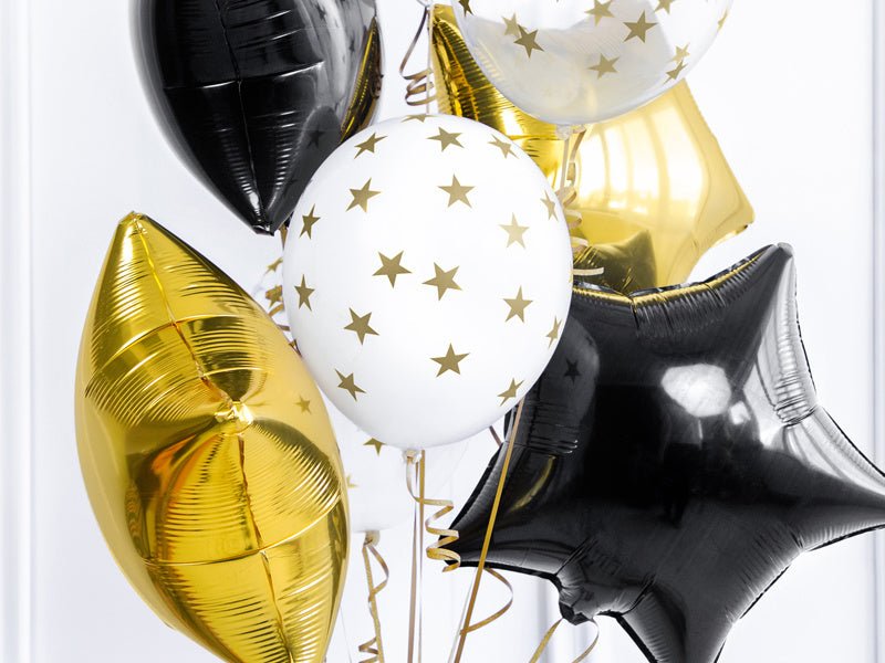 Witte Ballonnen Gouden Sterren 30cm 6st van Partydeco koop je bij Partywinkel