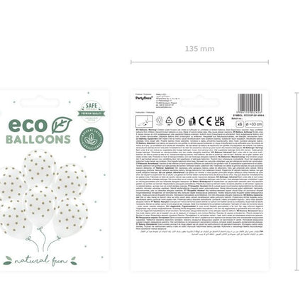 Witte Ballonnen Gouden Sterren 33cm 6st van Partydeco koop je bij Partywinkel