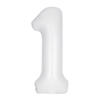 Witte Cijfer Ballon 1 Jaar Matte 86cm van Unique koop je bij Partywinkel