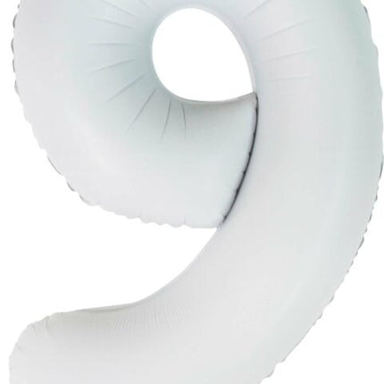 Witte Cijfer Ballon 9 Jaar Glans 86cm van WeFiesta koop je bij Partywinkel