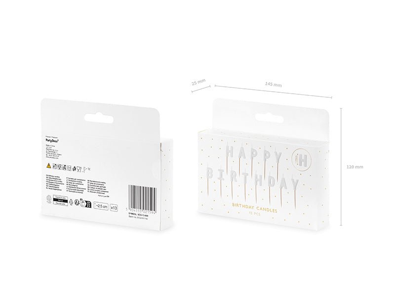 Witte Happy Birthday Kaarsen 13st van Partydeco koop je bij Partywinkel