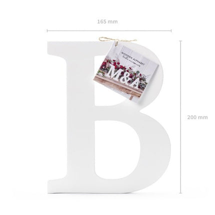 Witte Letter B Hout 20cm van Partydeco koop je bij Partywinkel