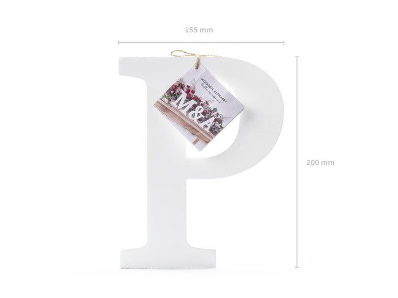 Witte Letter P Hout 20cm van Partydeco koop je bij Partywinkel