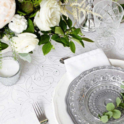 Witte Organza Stof Parels 48cm 9m van Partydeco koop je bij Partywinkel