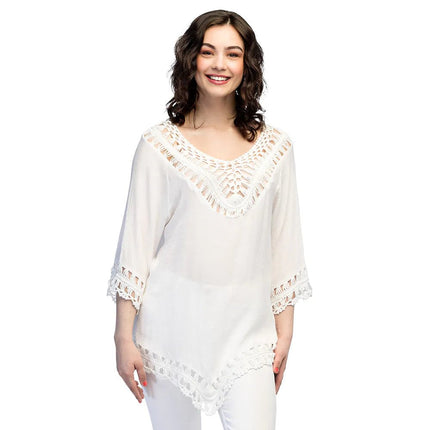 Witte Poncho Dames Salinas van Boland koop je bij Partywinkel