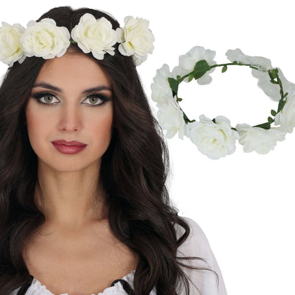 Witte Rozen Hoofdband van Fiestas Guirca koop je bij Partywinkel