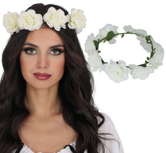 Witte Rozen Hoofdband van Fiestas Guirca koop je bij Partywinkel