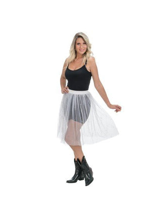 Witte Tule Rok Met Glitters Dames van CHAKS koop je bij Partywinkel