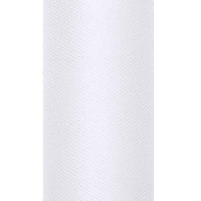 Witte Tule Rol 80cm 9m van Partydeco koop je bij Partywinkel
