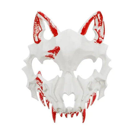Wolf Masker Wit Rood van Partydeco koop je bij Partywinkel