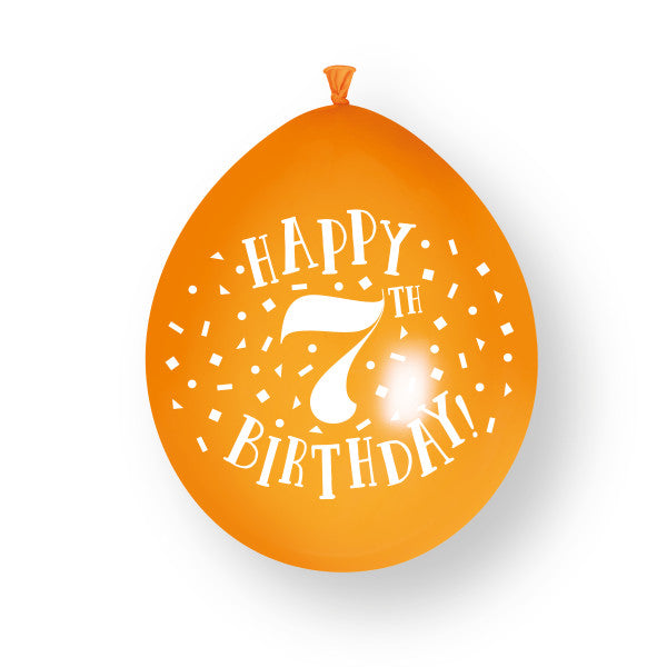 10 pezzi Palloncini in lattice Happy 7th Birthday 23cm