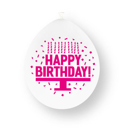 Palloncini in lattice rosa assortiti "Happy Birthday", 23 cm, 10 pezzi