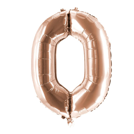 0 Anni, palloncino con numero, oro rosa, vuoto, 85 cm