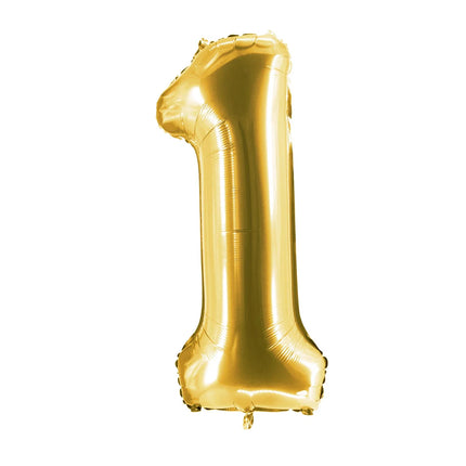 Palloncino con il numero 1, dorato, sgonfio, 85 cm