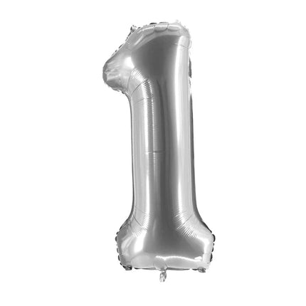 Palloncino con il numero 1, argento, vuoto, 1 m