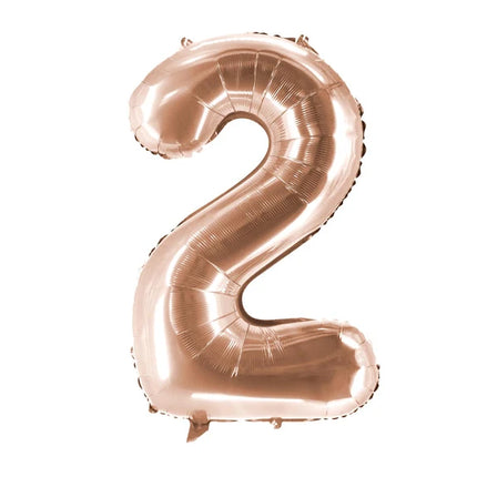 Palloncino con il numero 2, color oro rosa, vuoto, 1 m