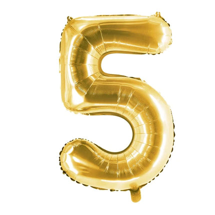 Palloncino con il numero 5, dorato, vuoto, 1 m
