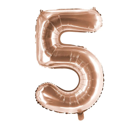 Palloncino con il numero 5, color oro rosa, vuoto, 1 m
