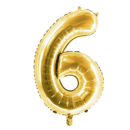 Palloncino con il numero 6, dorato, vuoto, 1 m