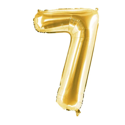 Palloncino con il numero 7, dorato, vuoto, 1 m