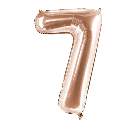 Palloncino con il numero 7, color oro rosa, vuoto, 1 m