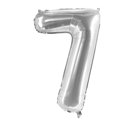 Palloncino con il numero 7, argento, vuoto, 1 m