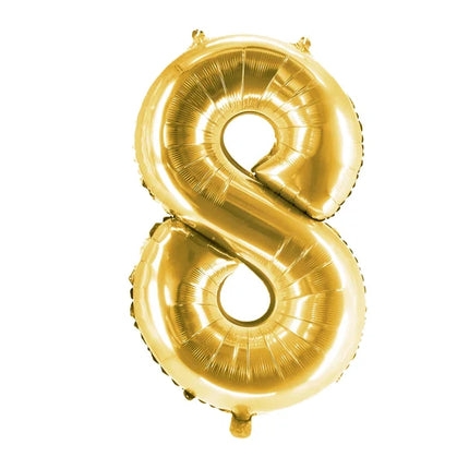 Palloncino con il numero 8, dorato, sgonfio, 1 m
