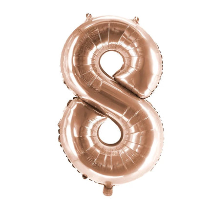 Palloncino con numero 8, color oro rosa, vuoto, 1 m