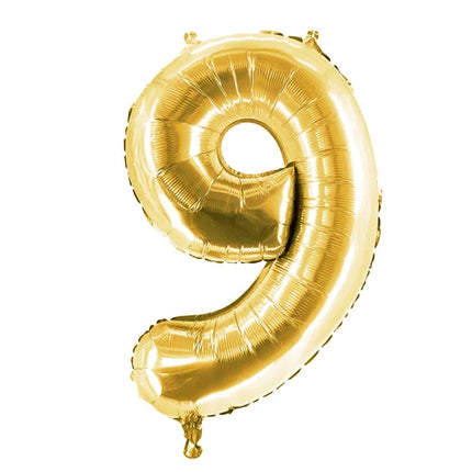 Palloncino con il numero 9, dorato, 1 m, sgonfio