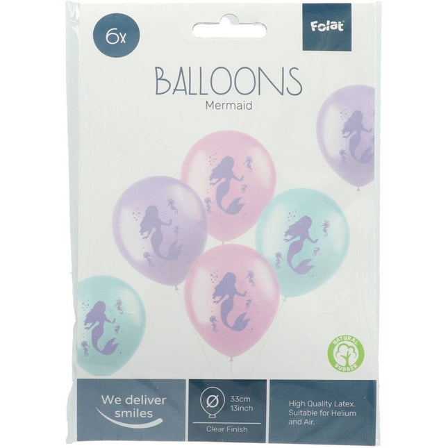 Zeemeermin Ballonnen 33cm 6st van Folat koop je bij Partywinkel