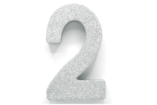 Zilver Tafeldecoratie Cijfer 2 Glitter 20,5cm van WeFiesta koop je bij Partywinkel