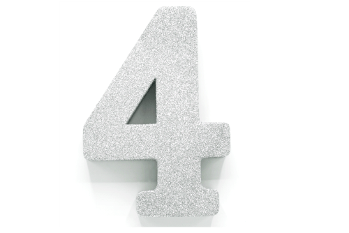 Zilver Tafeldecoratie Cijfer 4 Glitter 20,5cm van WeFiesta koop je bij Partywinkel