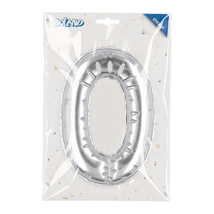 Zilveren 0 jaar Stickers Folieballon 20cm van Boland koop je bij Partywinkel