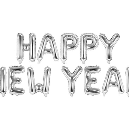 Zilveren Ballonnen Set Happy New Year Leeg van Partydeco koop je bij Partywinkel