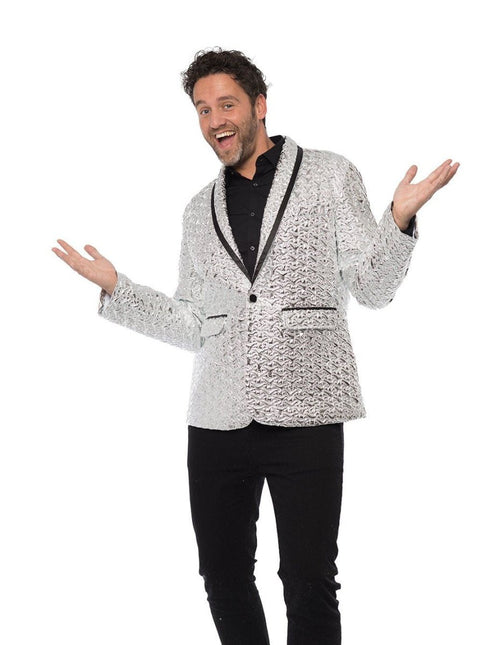 Zilveren Blazer Heren van Partychimp koop je bij Partywinkel