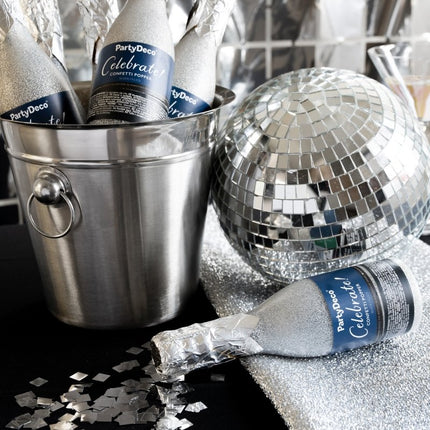 Zilveren Confetti Kanon Champagne 20,5cm van Partydeco koop je bij Partywinkel